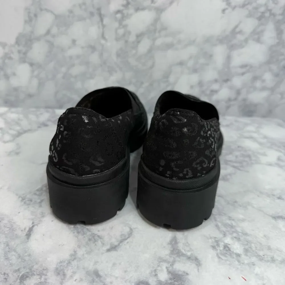 Clarks Black Leopard Print Loafers - Picture 6 of 8